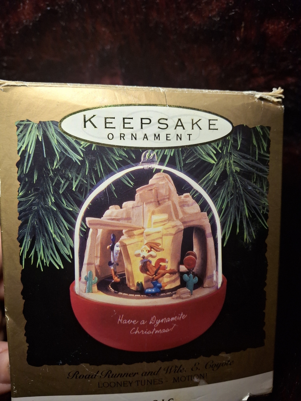 KEEPSAKE the Label Road Runner & Wile E. Coyote Ornament - red, tan, blue